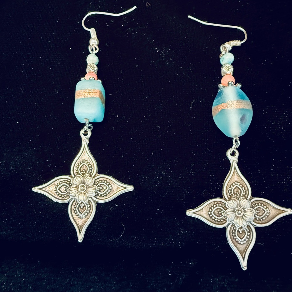 Elegant Silver and Blue Dangle Earrings